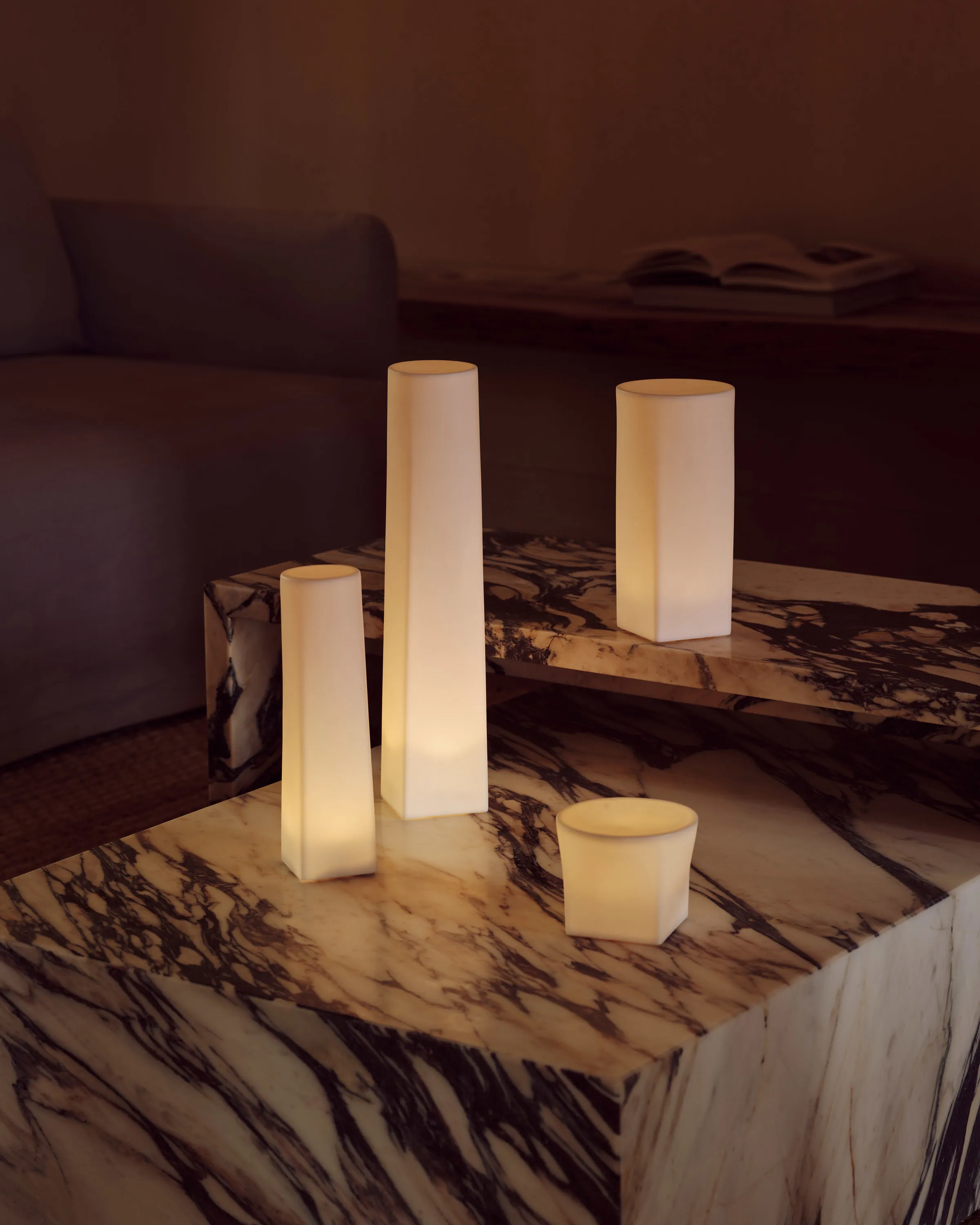 Plinth Table Low Tall Cubic Grand Brige Marble Various Colors Crarra Calacatta Audo 51 For Donzelli
