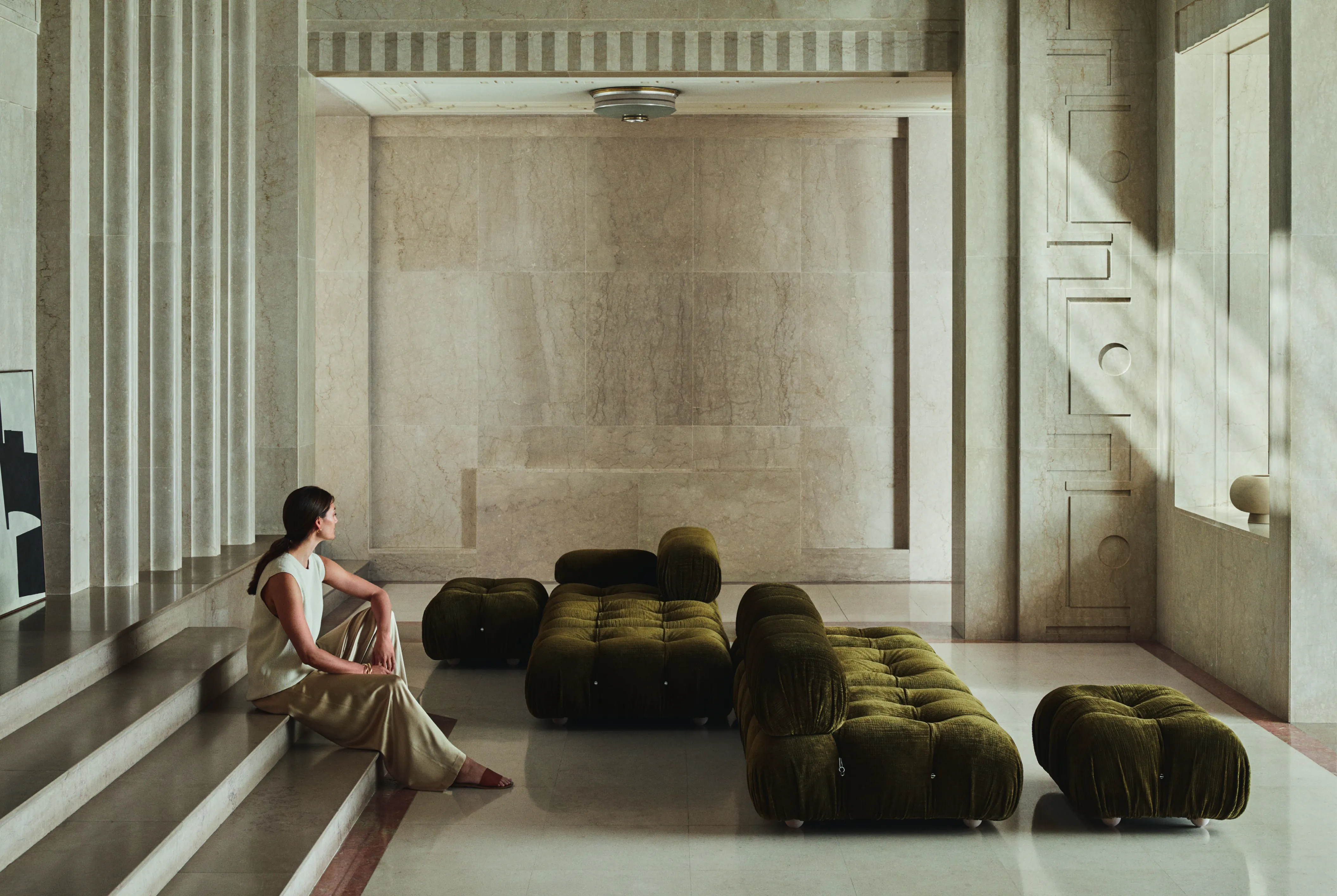 Camaleonda Sofa Green Olive Scene2 By B&Bitalia For Donzelli