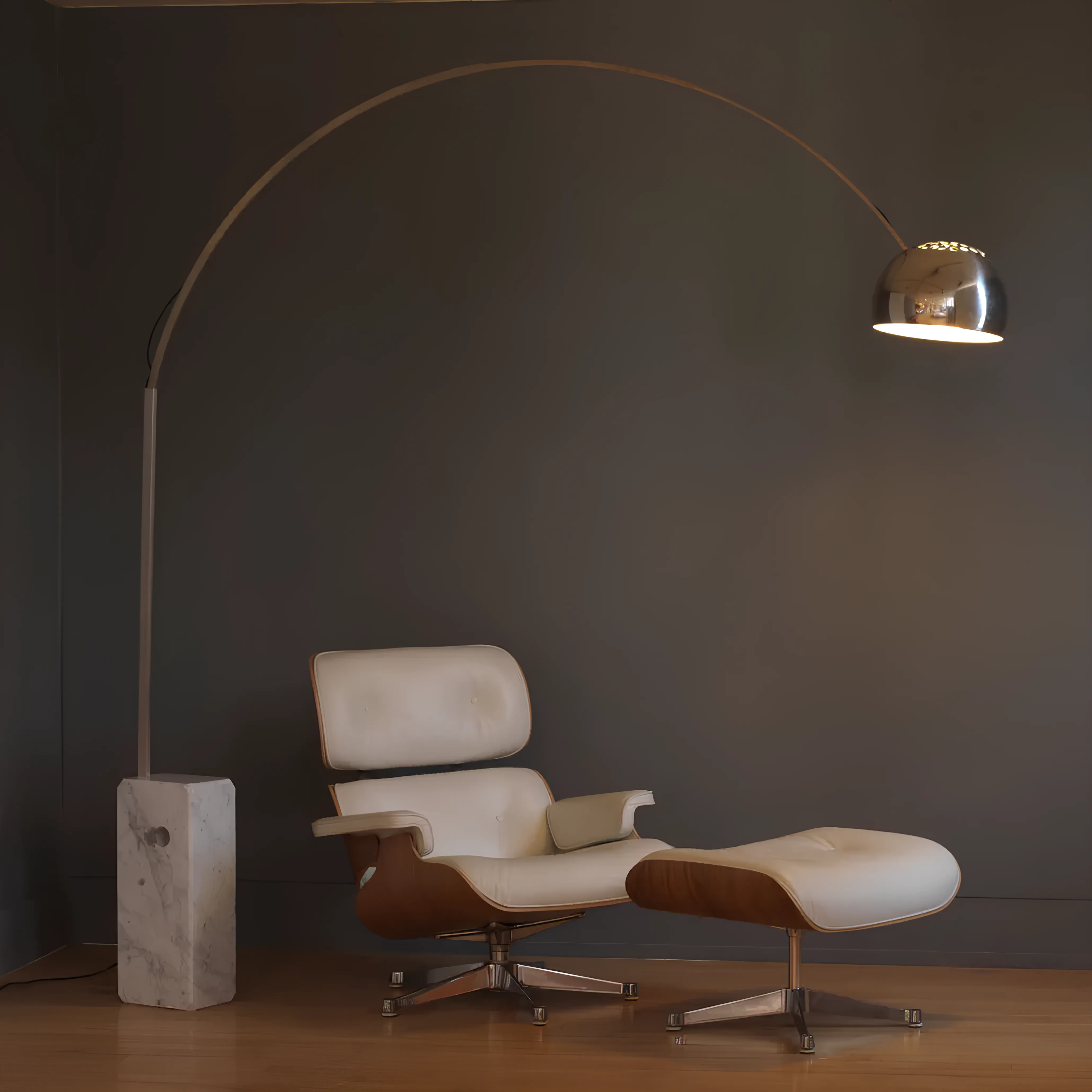 Flos Arco Lampe Marble With Earmes Lounge Chair Donzelli
