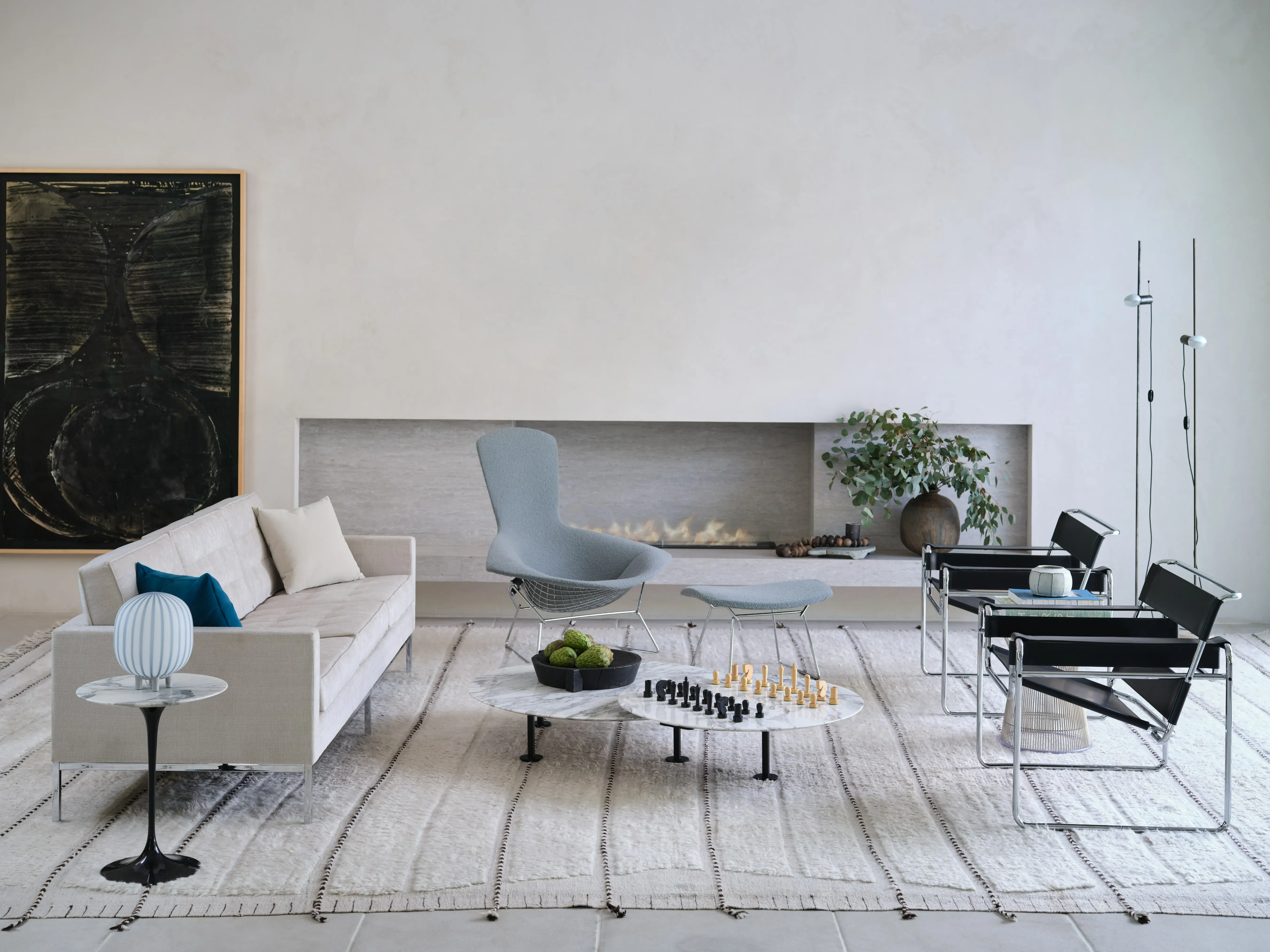 Double Leather Black Wassily Chair Living Room Knoll For Donzelli