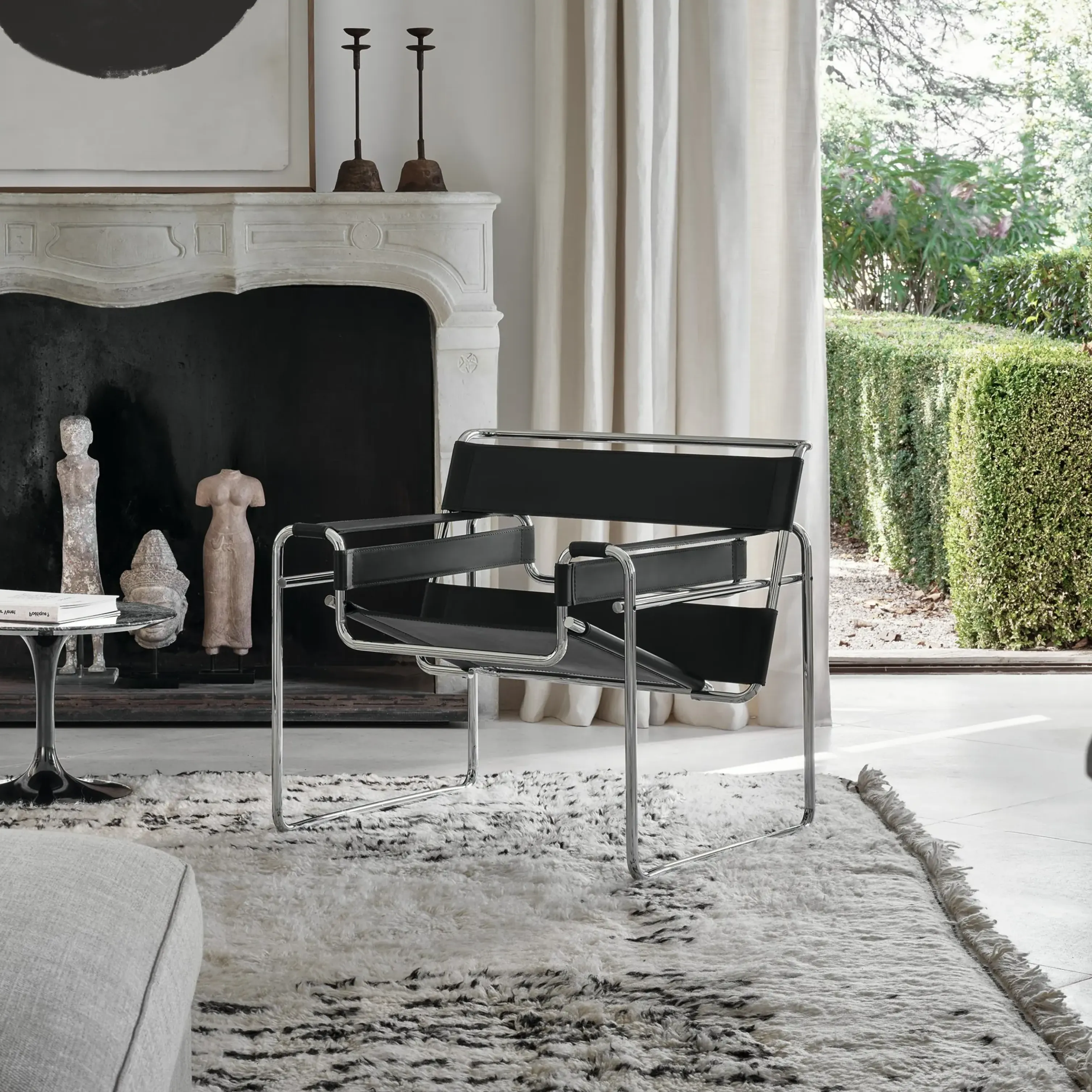 Subcover Black Leather Wassily Chair Knoll For Donzelli