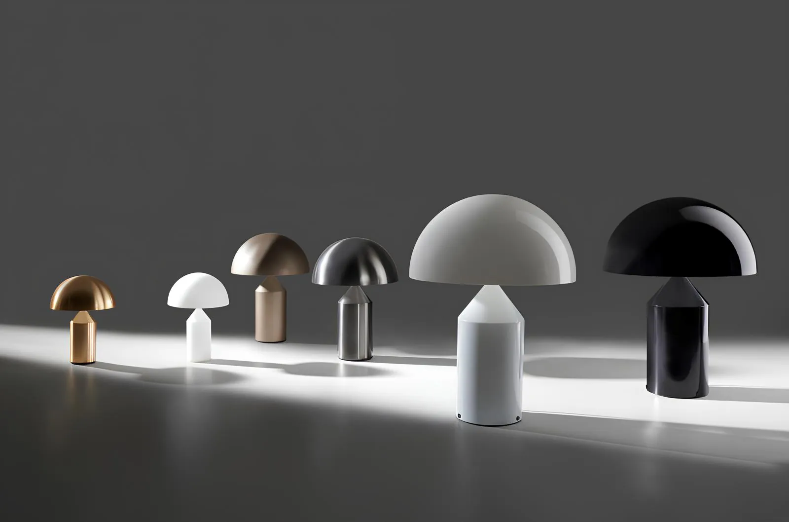 Lampe Atollo Metal Nickel Noir Satine Oluce