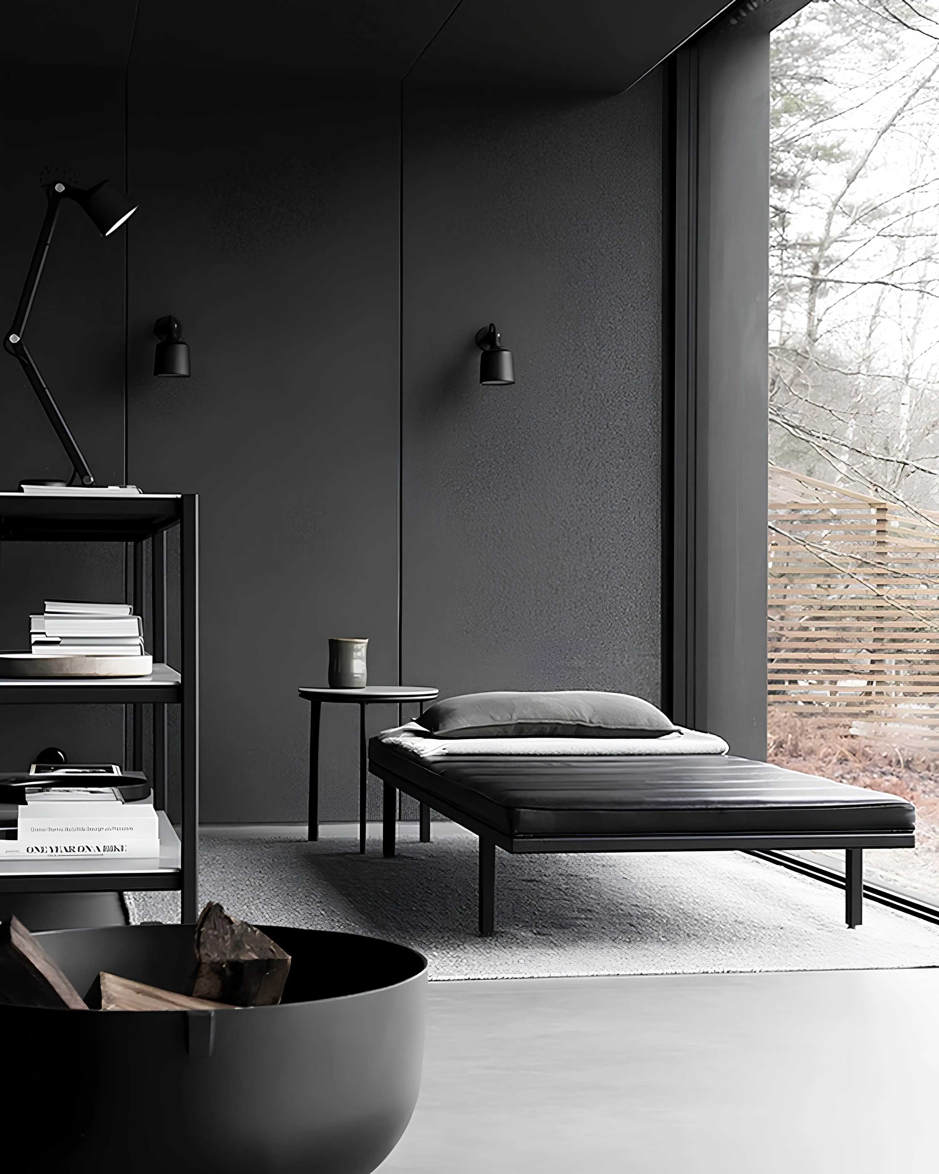 daybed 461 black leather in living room by vipp 7 for donzelli